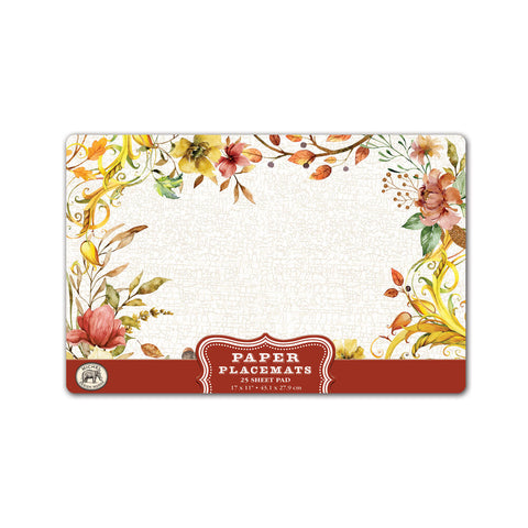 Fall Leaves and Flowers Paper Placemats