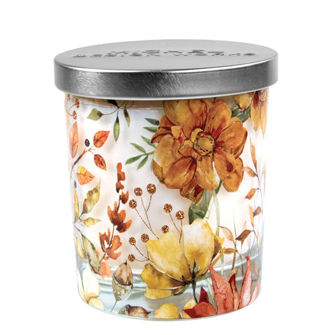 Fall Leaves and Flowers Candle Jar with Lid
