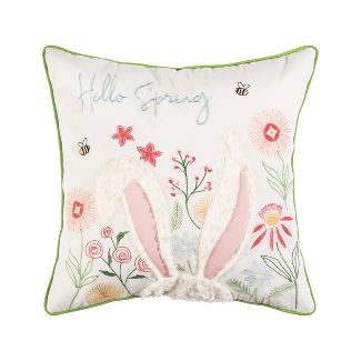Hello Spring Embroidered Throw Pillow