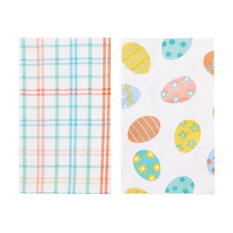 Easter Eggs & Plaid Towel Set of 2