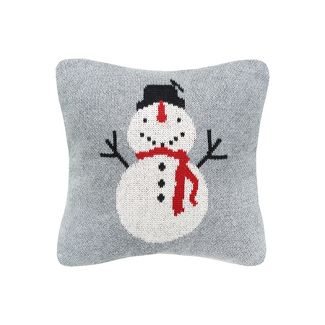 Snowman Knitted Throw Pillow