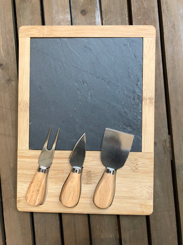 Slate and Wood Cheeseboard with Spreaders
