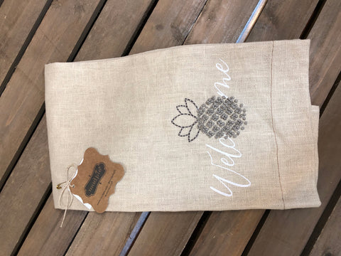 Welcome Pineapple Knot Towel