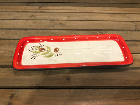 Olive Ceramic Spoon Rest