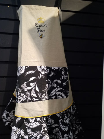 Queen Bee Embroidered Ruffle Apron