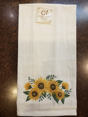 Embroidered Sunflower Flour Sack Towel