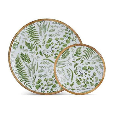 Wooden Plate Set w/ Fern Enamel