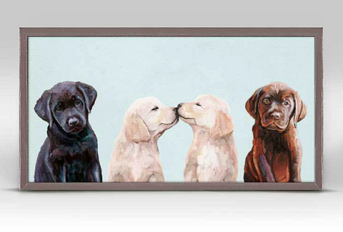 Retriever Puppy Kiss Mini Framed Canvas