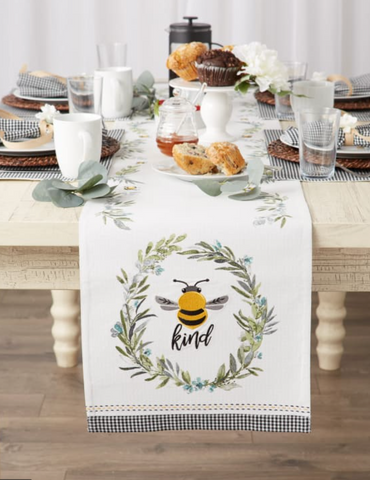 Bee Kind Embellished Table Runner