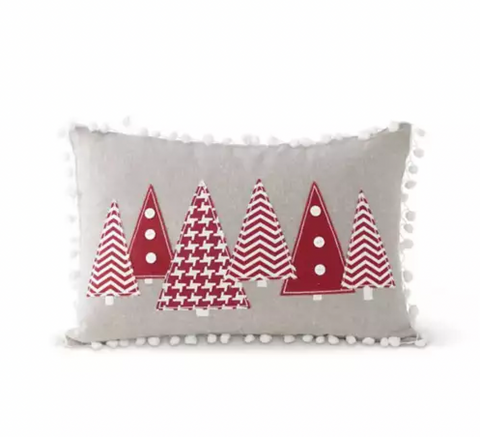 16" Gray Rectangular Christmas Tree Pillow
