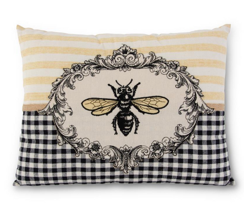 Embroidered Bee Crest Table Pillow