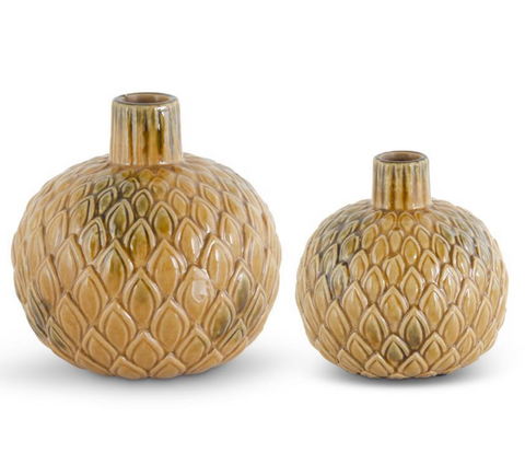 Ceramic Butterscotch Petal Embossed Vase
