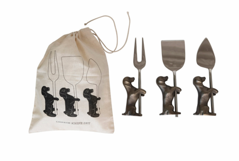 Cheese Knives w/ Dog Stands, Set of 6