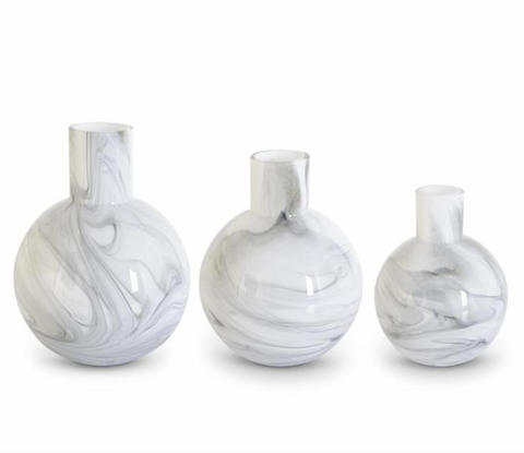 Marbled Round Glass Vases (3 Variants)