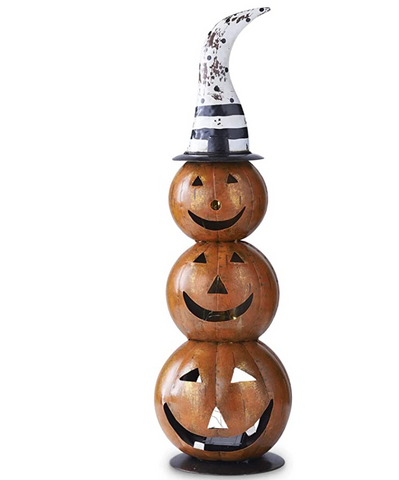 LED Triple Stacked Jack O' Lantern with Hat