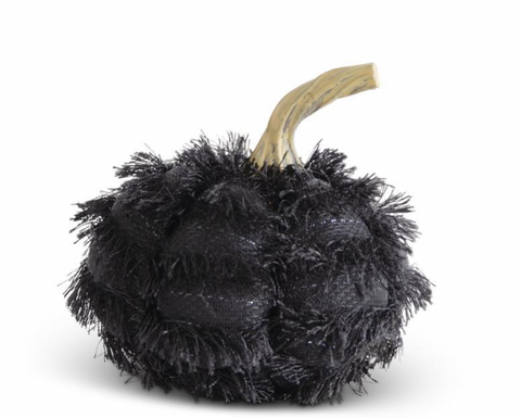 Black Fuzzy Pumpkin w/ Resin Stem