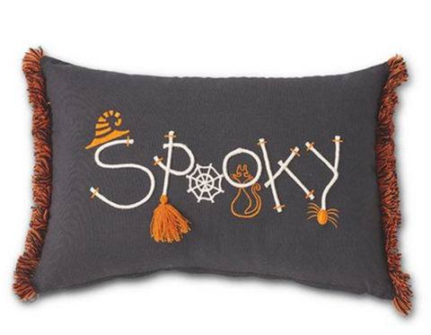 "Spooky" Black Rectangular Pillow