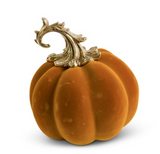 9.5" Velvet Pumpkin w/ Gold Stem (2 Variants)