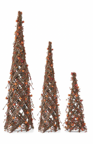 Twig & Orange Berry Cone Topiary (3 Variants)