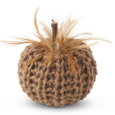 Feathered Pumpkin w/ Wood Stem (Multiple Variants)