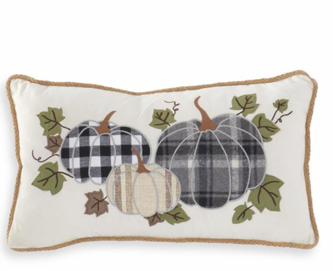 20" Gray Fall Pumpkin Canvas Pillow