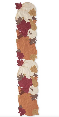 72" Pumpkin and Fall Leaves Cutout Tablerunner
