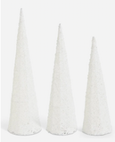 White Wire Cone Trees w/Pearls (Set of 3)