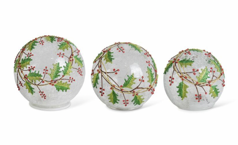 LED Holly Berry Glass Globes (3 Variants)