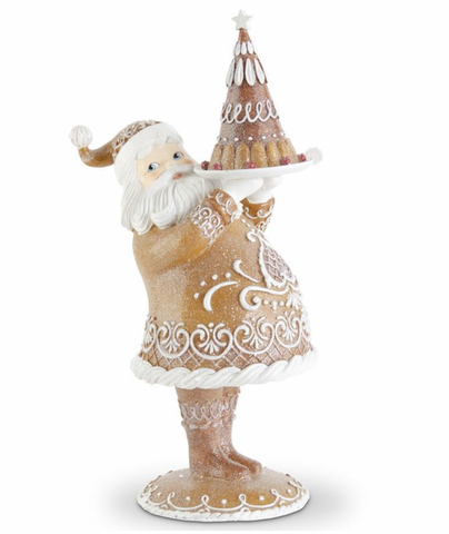 17" Gingerbread Santa w/Cake Figure