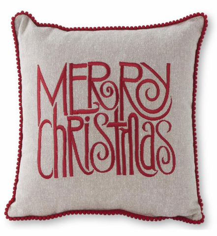 Merry Christmas Embroidered Throw Pillow