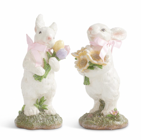 Glittered Flower Bunny w/Bow (2 Variants)