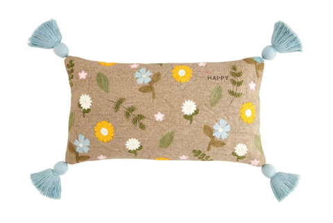 Happy Floral Throw Pillow