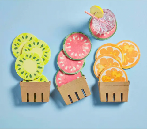 Fruit Shaped Felt Coasters Set (3 Variants)
