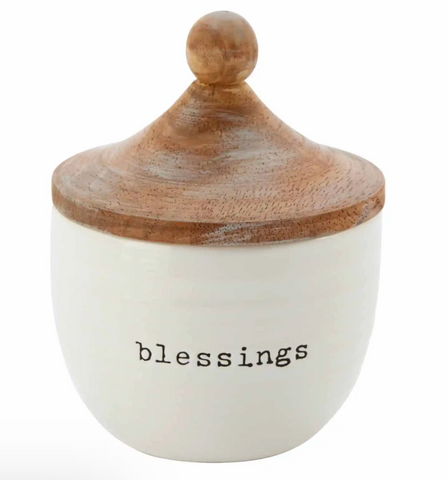 "Blessings" Jar w/ Wooden Top
