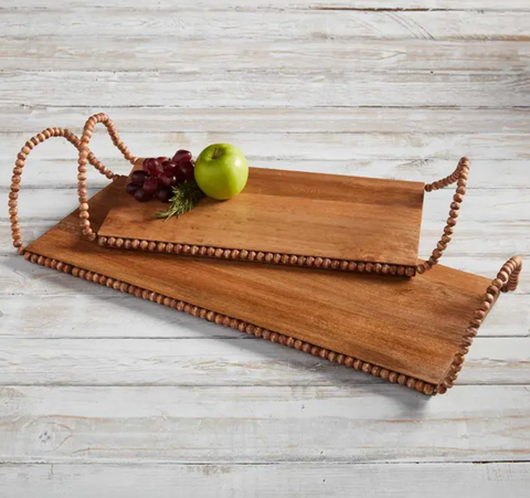 Beaded Wooden Trays (2 Sizes)