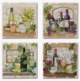 Cork Backed Absorbent Coasters 4 Pack (Multiple Styles)