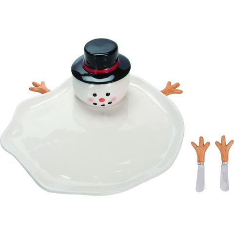 Melted Snowman Plate with Spreader