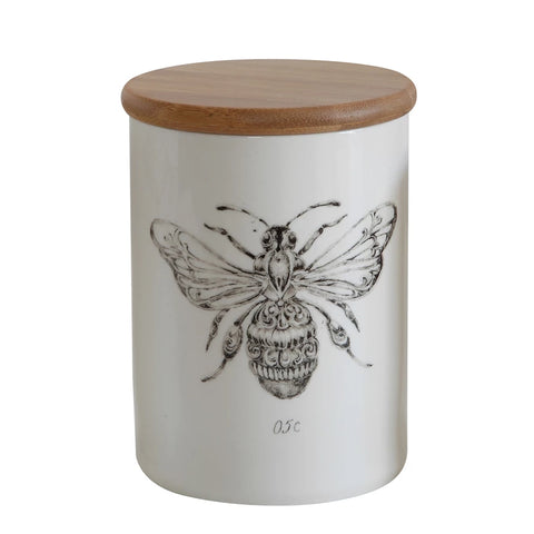 Stoneware Jar with Bamboo Lid and Bee