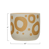 Hand-Painted Stoneware Planter w/ Gold Design