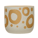 Hand-Painted Stoneware Planter w/ Gold Design