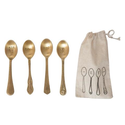 Set of 4 Brass Spoons