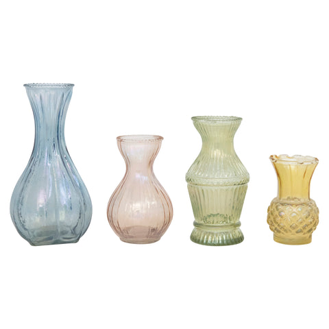 Debossed Glass Vases Set