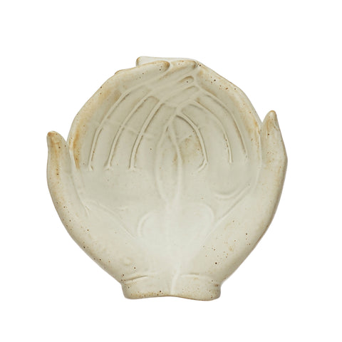 Hands Together Stoneware Dish