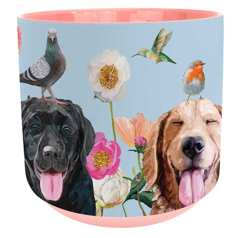 Dogs and Birds Plant Pot