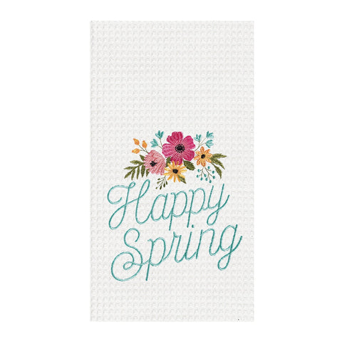 Happy Spring Embroidered Towel
