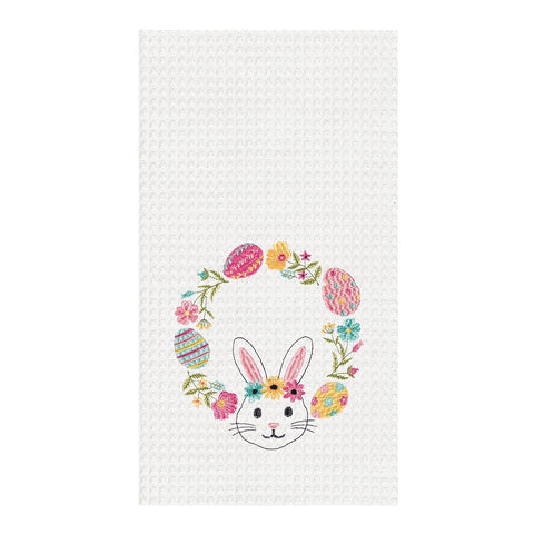 Bunny Wreath Embroidered Towel