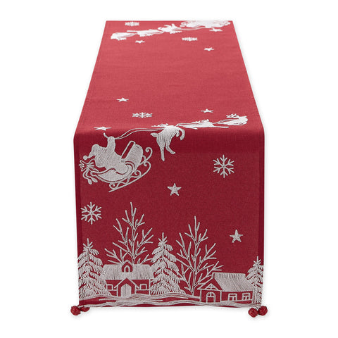 Santa's Sleigh Embroidered Table Runner