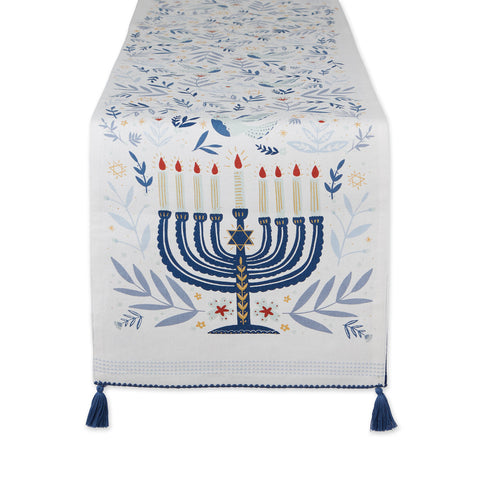 Hannukah Menorah Embellished Table Runner