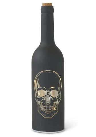 11" Black LED Skull Bottle