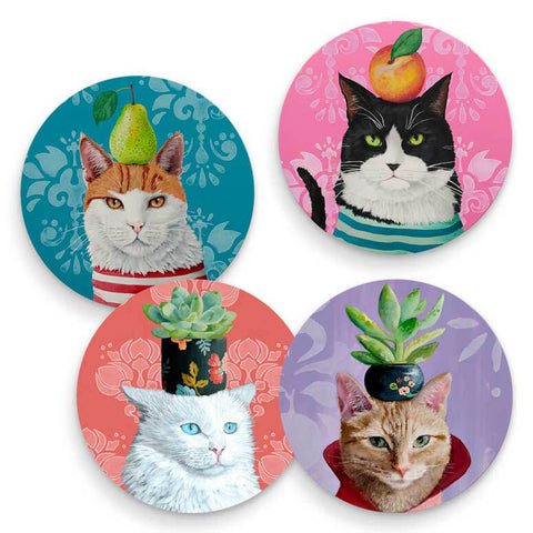 Tres Chic Cats Coasters - Set of 4